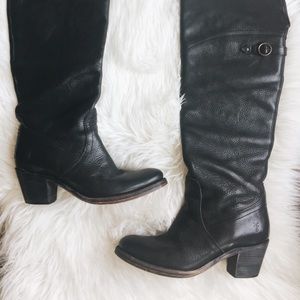 Black Leather Frye Knee-High Boots